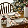 4/6pcs Set Winter Gingerbread Gift Christmas Tree Gift Box Star Pattern Christmas Placemat Seasonal Everyday Holiday Decoration for Home Kitchen