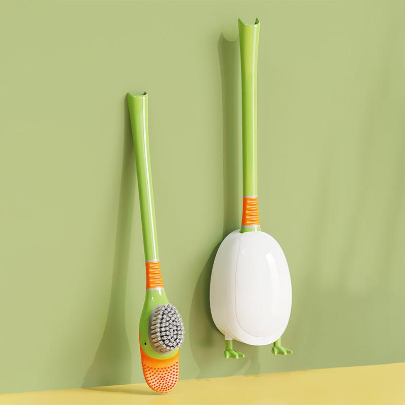

Щітка для унітазу у формі качки з тримачем, щітки для чищення унітазу з силіконом і жорсткою щетиною, набір щіток для миття у ванній кімнаті зелений