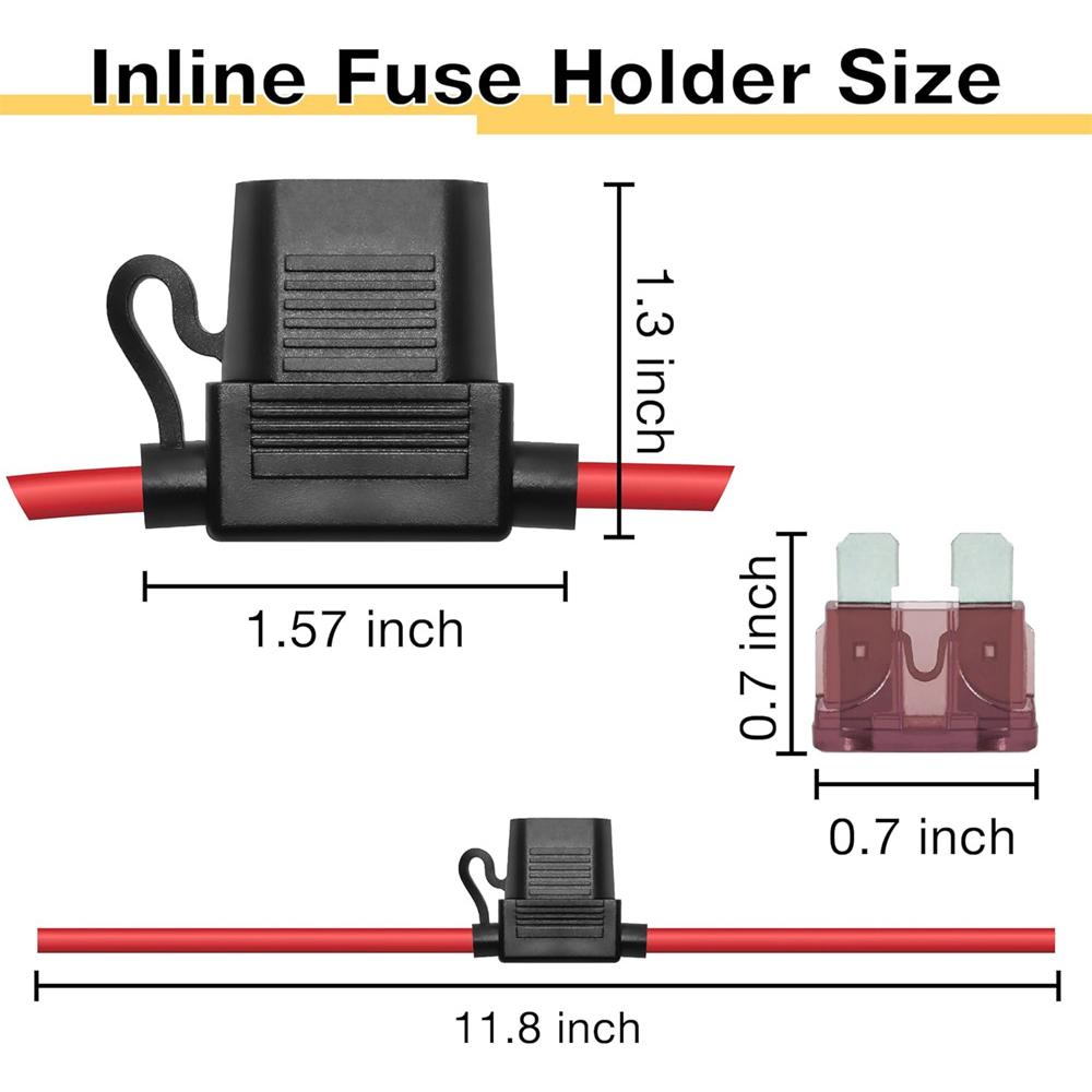 2-10PCS Inline Fuse Holders 12V,10/12/14/16/18 AWG Inline Fuses,Waterproof Fuse Holder with 10A-40A ATC/ATO Standard Blade Fuses Fuse Holders1
