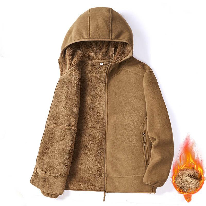 Męska kurtka polarowa z kapturem, aksamitnie wyściełana, jesienno-zimowa, rozpinana, polarowa, modna odzież wierzchnia, topy XXXL, bluza z kapturem