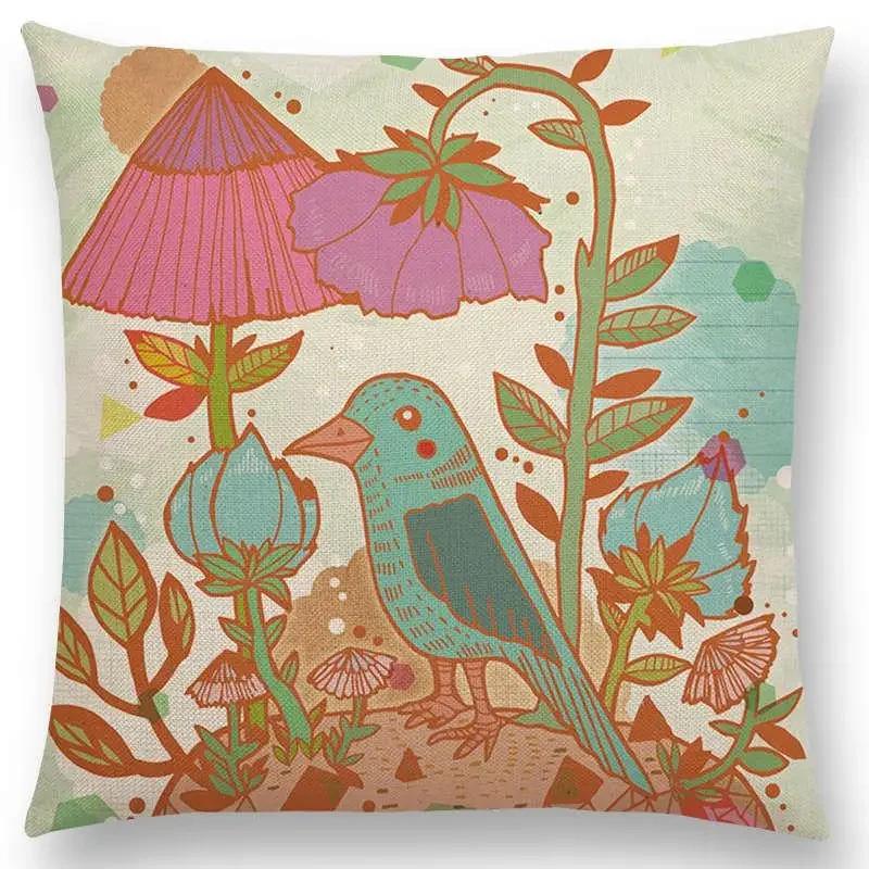 Floral Fantasy Fairy Tale Wonder World Cushion Cover Dreamscape Animals Deer Bird Fox Unicorn Owl Flowers Sofa Throw Pillow Case