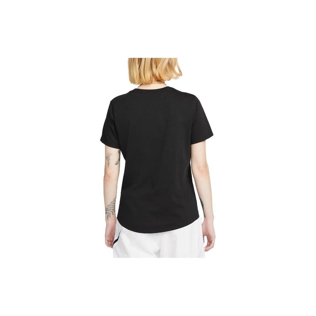 Nike Solid Color Logo Crew Neck T-Shirt Women Tops Black DX7902-010