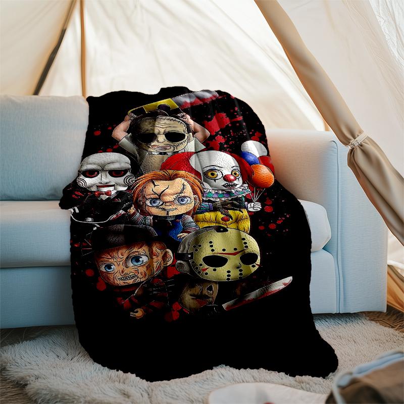 Coperta stampata a tema horror di Halloween - Perfetta per divano, letto, viaggi e uso all'aperto | Lavabile in lavatrice, accogliente e resistente.