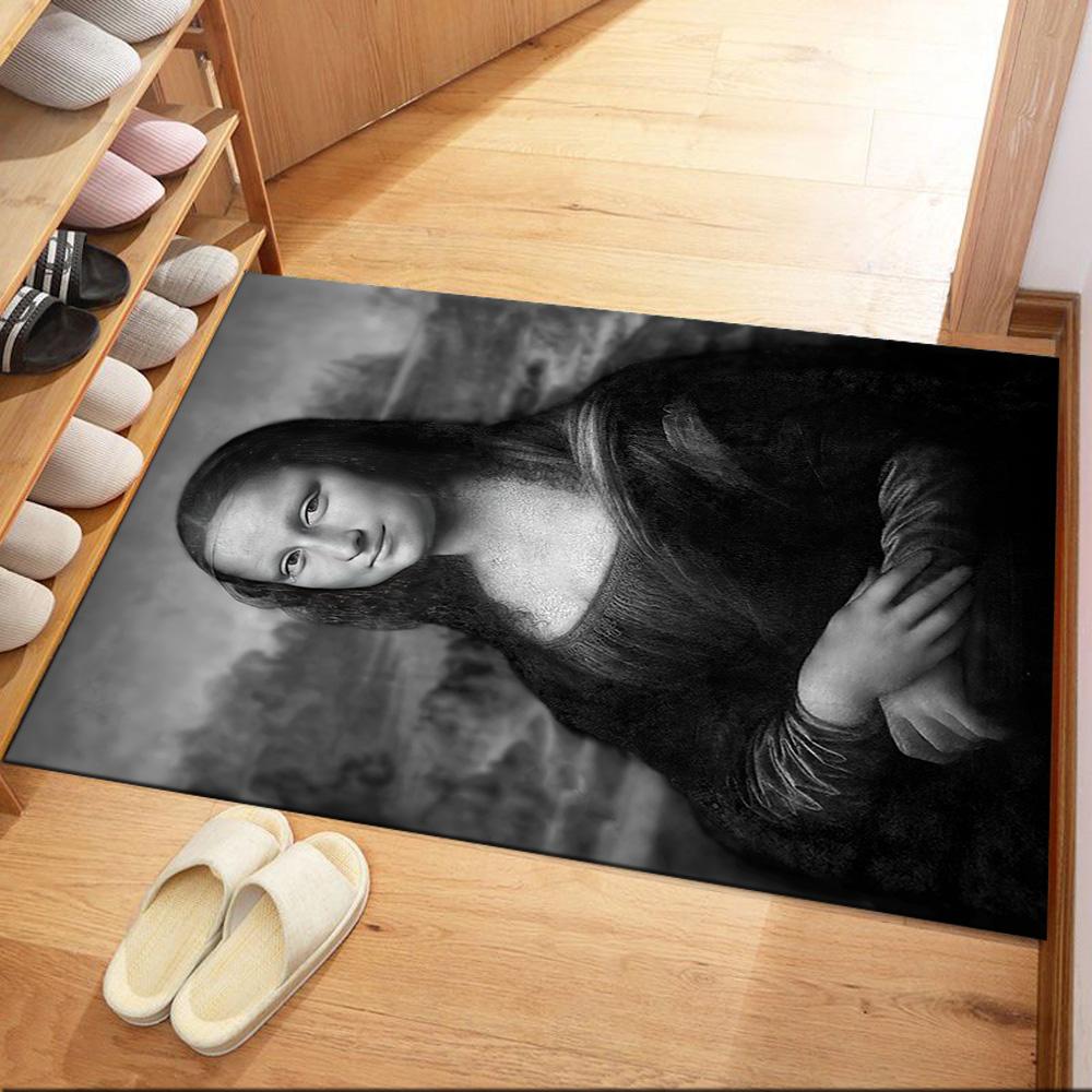 

Mona Lisa In The Grocery Store Square rugs are a great choice for living rooms, bedrooms, home décor, and as gifts. 40cmx60cm