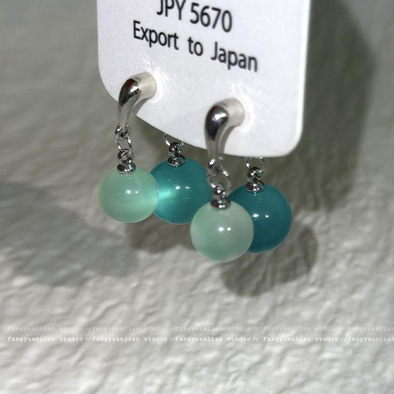 

Frozen Summer Clear Navy Blue Ball Bead Earrings Women s Special-Interest Design Fancy Ear Studs Elegant Unique Earrings Blue Drop Earrings