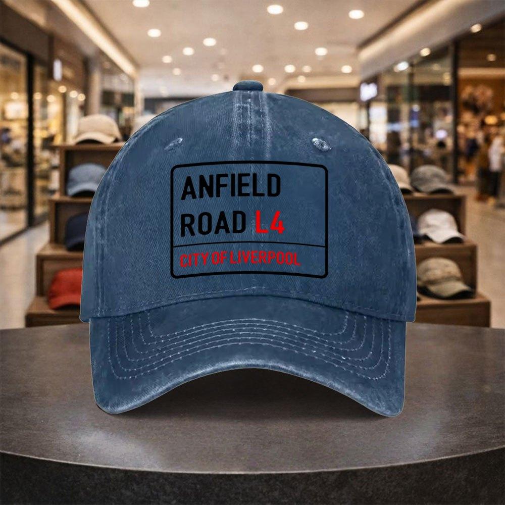Anfield Road Retro Baseball Cap Suitable For Outdoor Sports Fitness Travel Lightweight Snapback With Iconic Anfield Stadium