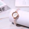 "Fashion Pearl Bracelet Watch Analog Display 3ATM Waterproof Stainless Steel Bangle Rose Gold Women's Accessories"