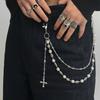 Europäische und Amerikanische Perlen Hosenketten Zubehör Herren Hip-Hop Nische High-End Kreuz Anhänger Taillenkette Jeans Zubehör