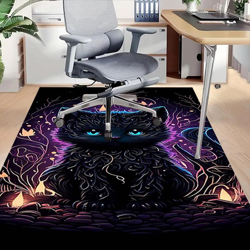 1PC Black Cat Fantasy Extra Large Non Slip Floor carpet, Office, family, Studio   Large Area Rug Indoor Rugs, Bold Statement Piece