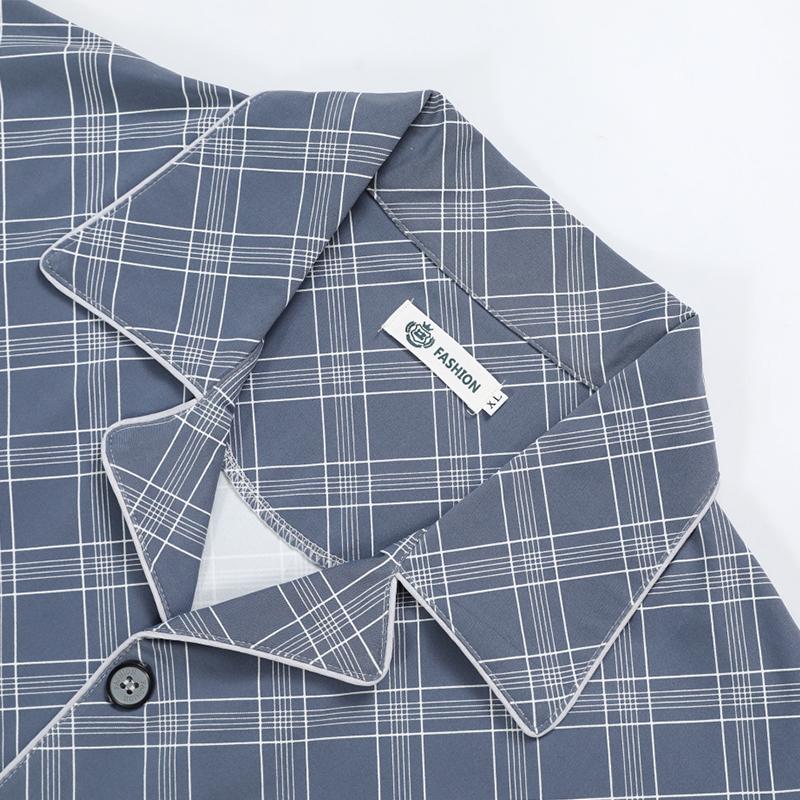 Pijama bărbați Primăvară și Toamnă Imprimate Mânecă Lungă Pantaloni Pijamale Casual Haine de Casă Cardigan Pijamale Carouri Haine de Casă