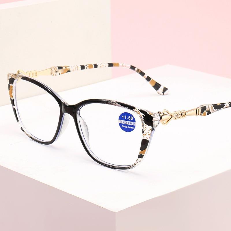 Leopard Patterned Reading Glasses Rectangular Anti Blue Light Metal Accessories Presbyopia Glasses Durable Hinge Reading Glasses