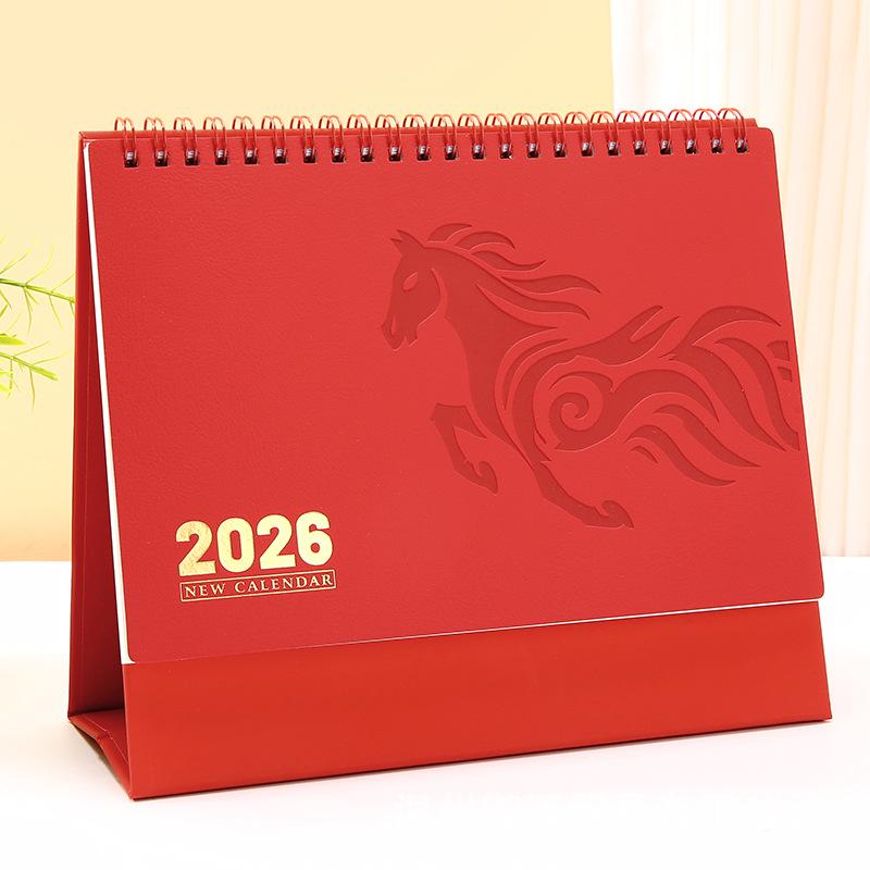 

2026 Рік Коня Шкіряний Настільний Календар - Креативна Місячна Ділова Прикраса Year of the Horse