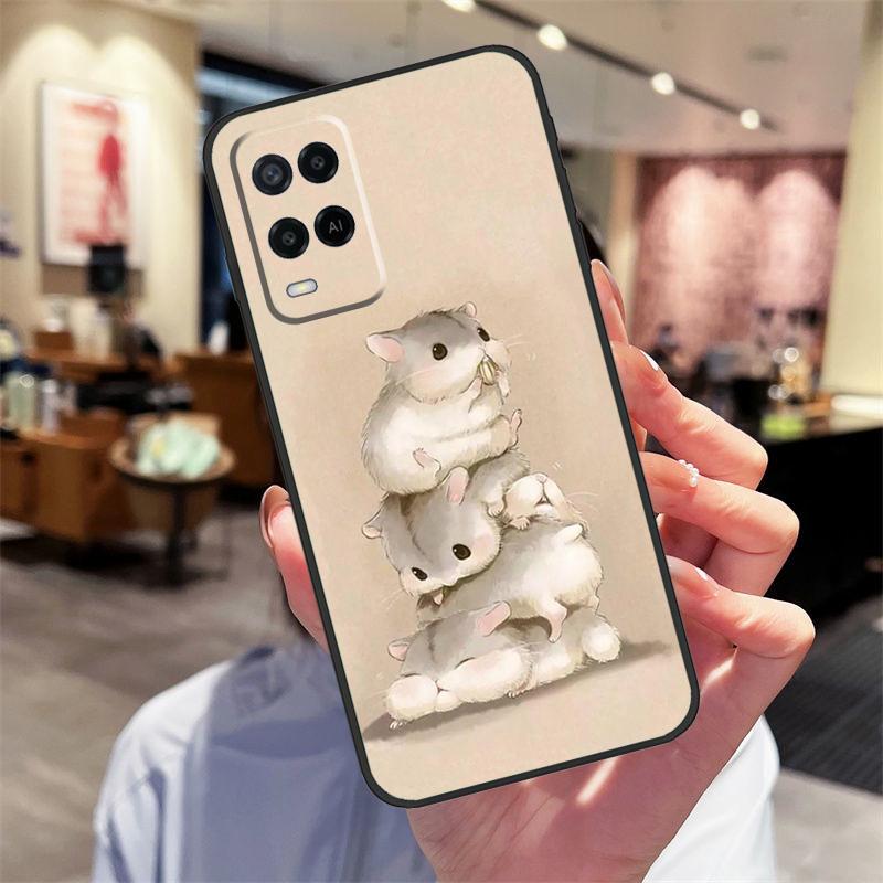 Cute Lovely Pet Hamster Case For Oppo A17 A77 A80 A40 A60 A98 A78 A18 A38 A58 A16 A76 A96 A74 A94 A54 A57S A15 Cover