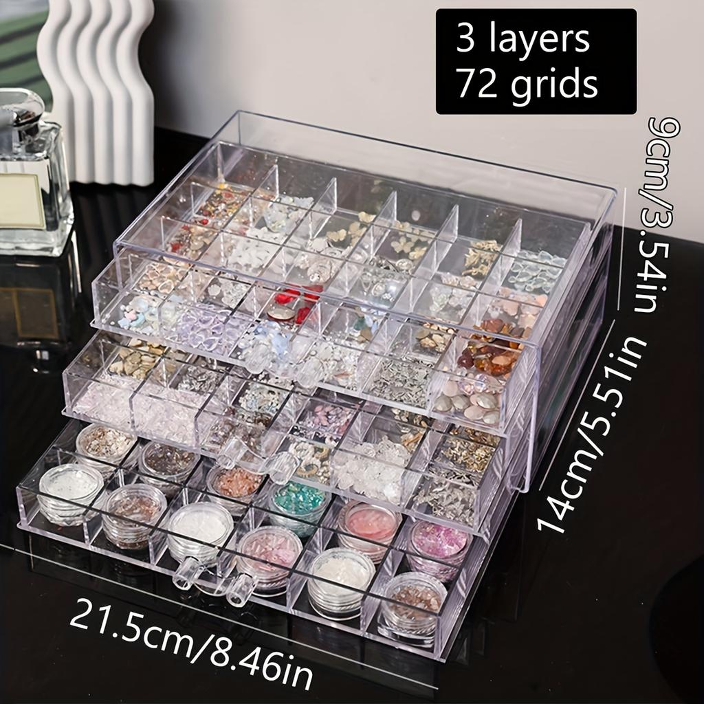 1pc acrylic 3-layer/5-layer jewelry nail accessories storage box, transparent ring jewelry display box room aesthetic decoration