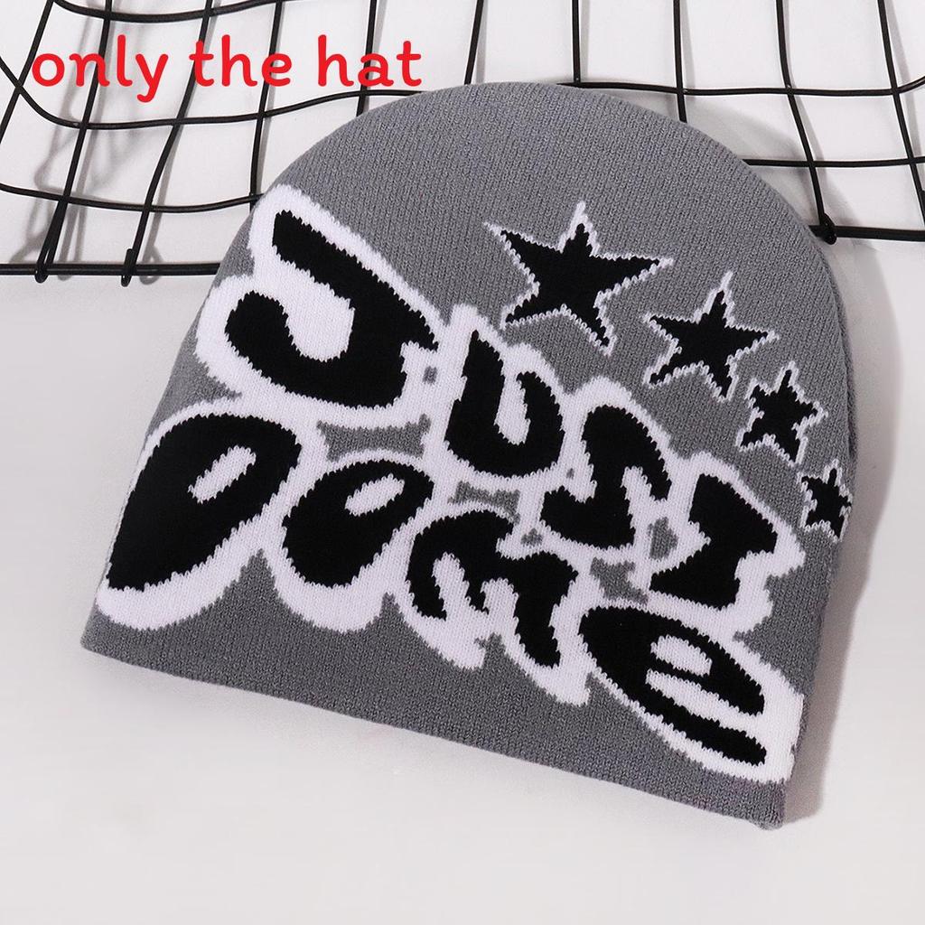 Knitted Hat Retro With Letter And Star Embroidery Design For Hip Hop Look Street