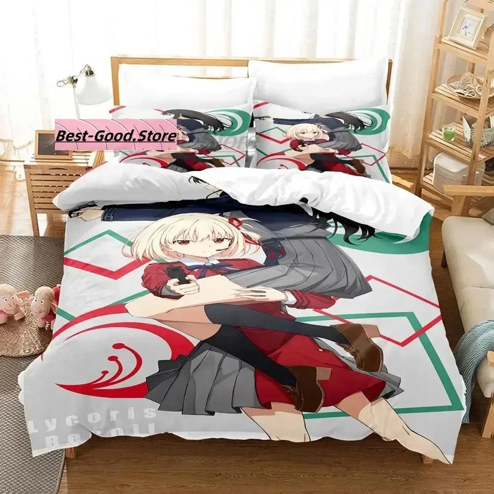 

Новый комплект постельного белья Lycoris Recoil Beding Set Односпальный Двуспальный С принтом Комплект постельного белья с наволочкой Мягкая пододеяльник Мягкий Односпальный Двуспальный Queen Super King-Size Размеры 100*200cm Single