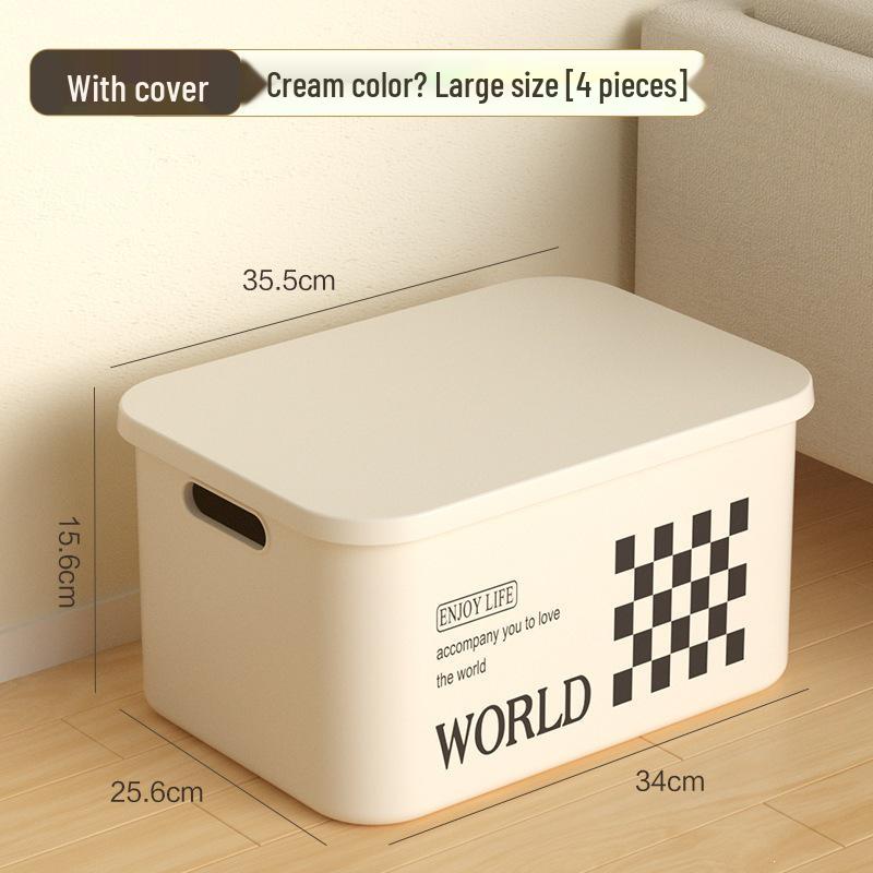 Rectangular Plastic Storage Box with Lid - Home Organizer for Snacks and Sundries