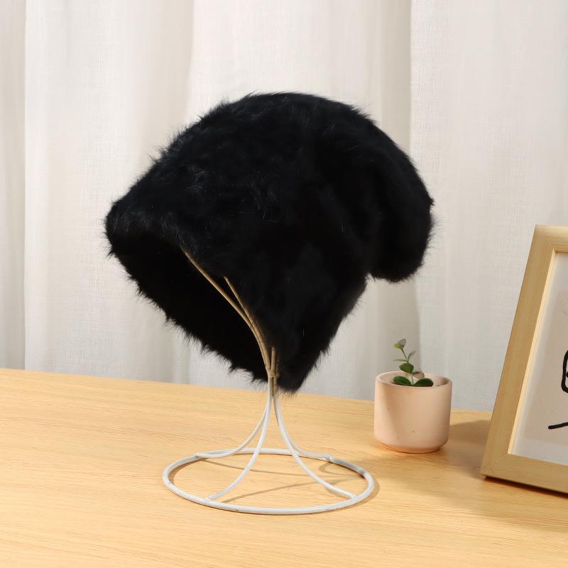 Rabbit Hair Pile Hat for Women Autumn Winter Plush Japanese Cute Ladies Hat Warm Fur Hats EMA