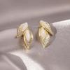 Elegant Zircon Flower and Pearl Stud Earrings - High-End Niche Design