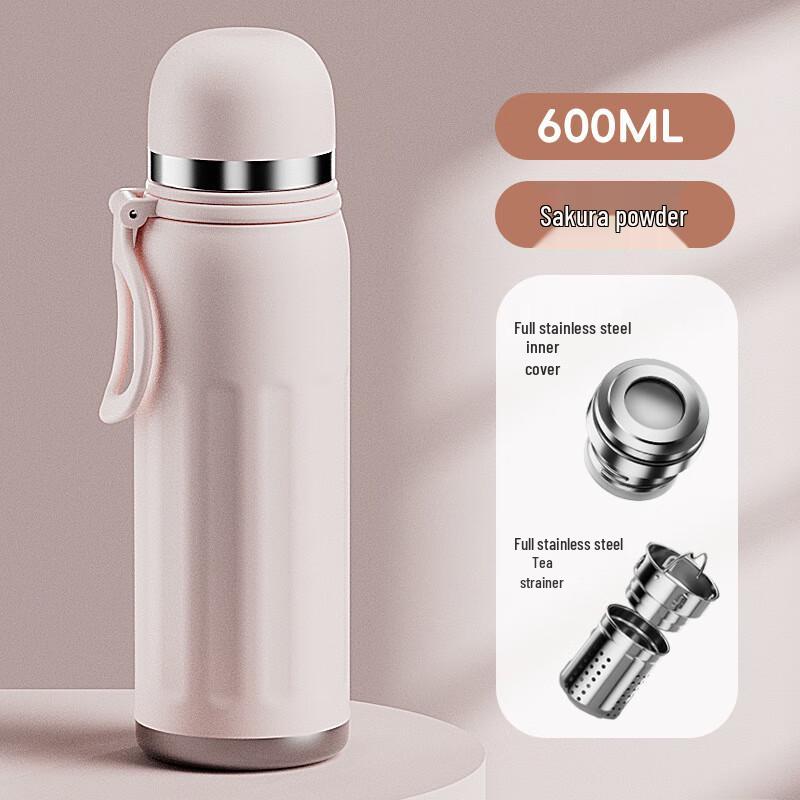 Shangqi 316 Stainless Steel Portable Thermos Bottle, 600ml Pink
