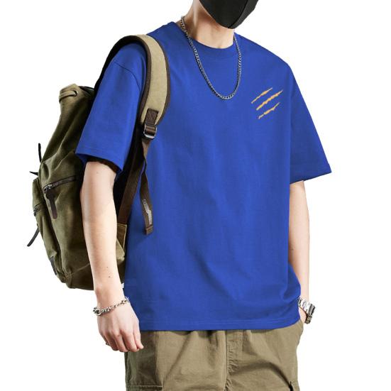 Men Cotton Blend T-Shirt Casual Solid Color Crew Neck Summer Tee Breathable Loose Fit Stylish Tee Shirt for Daily Wear Beach Street L