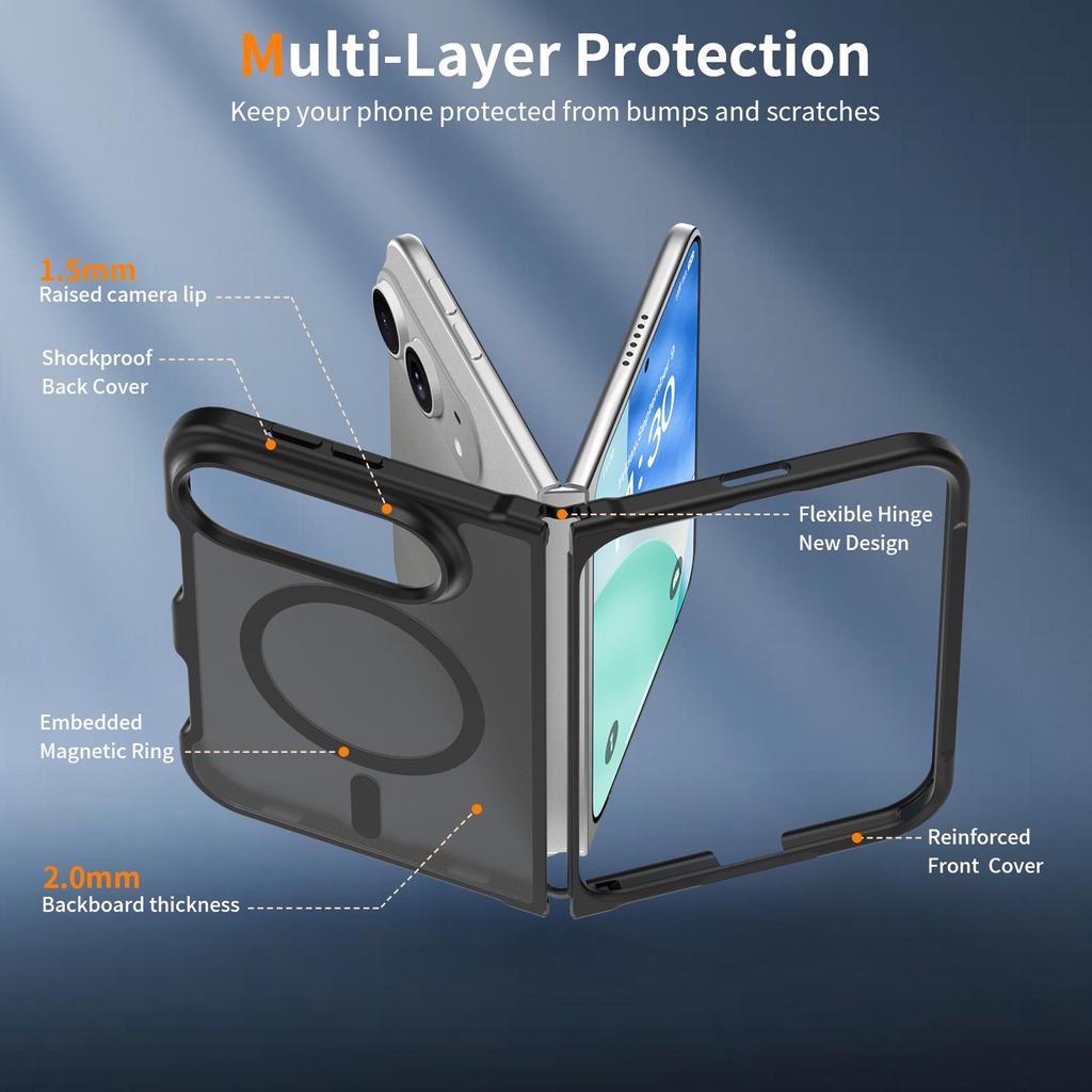 iPhone 18 Pro Fold Magnetic Frosted Semi-Transparent Protective Case