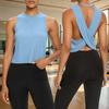 Sleeveless Athletic Tank Top Cross Back Design Lightweight Breathable Fabric Stretch Fit Workout Shirt for Women Gym Running Yoga