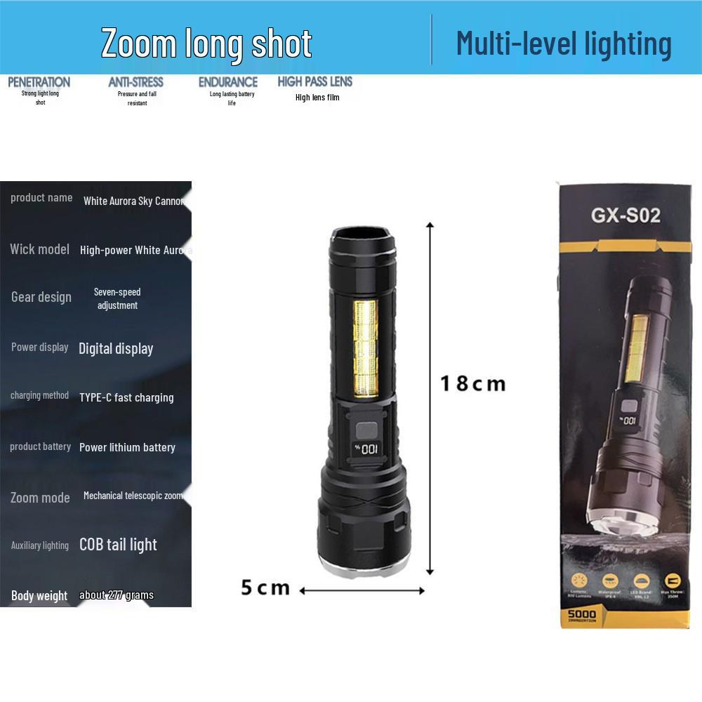 Cross-border Rechargeable Flashlight with Super Bright Technology and Long-lasting Battery for Emergency Lighting