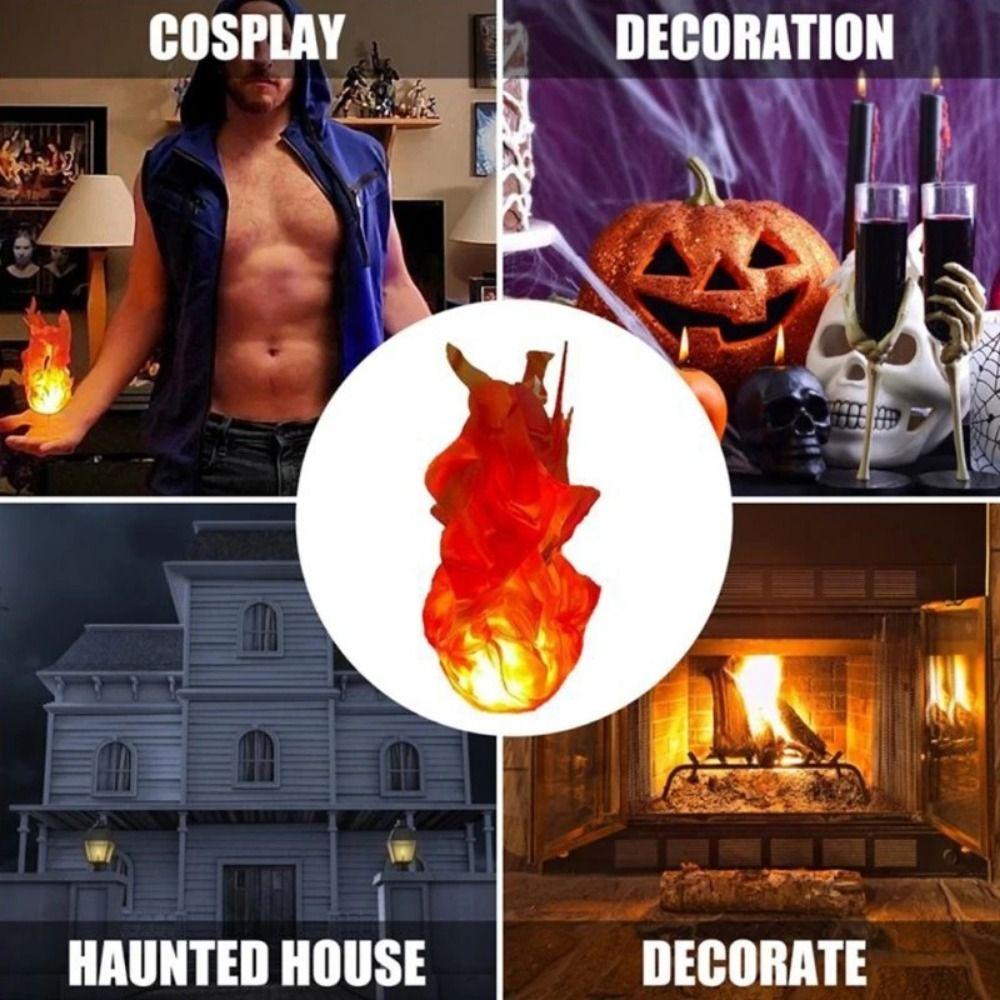 Round Floating Fireball Lamp Flexible Halloween Decoration Glowing Flame Prop  Birthday