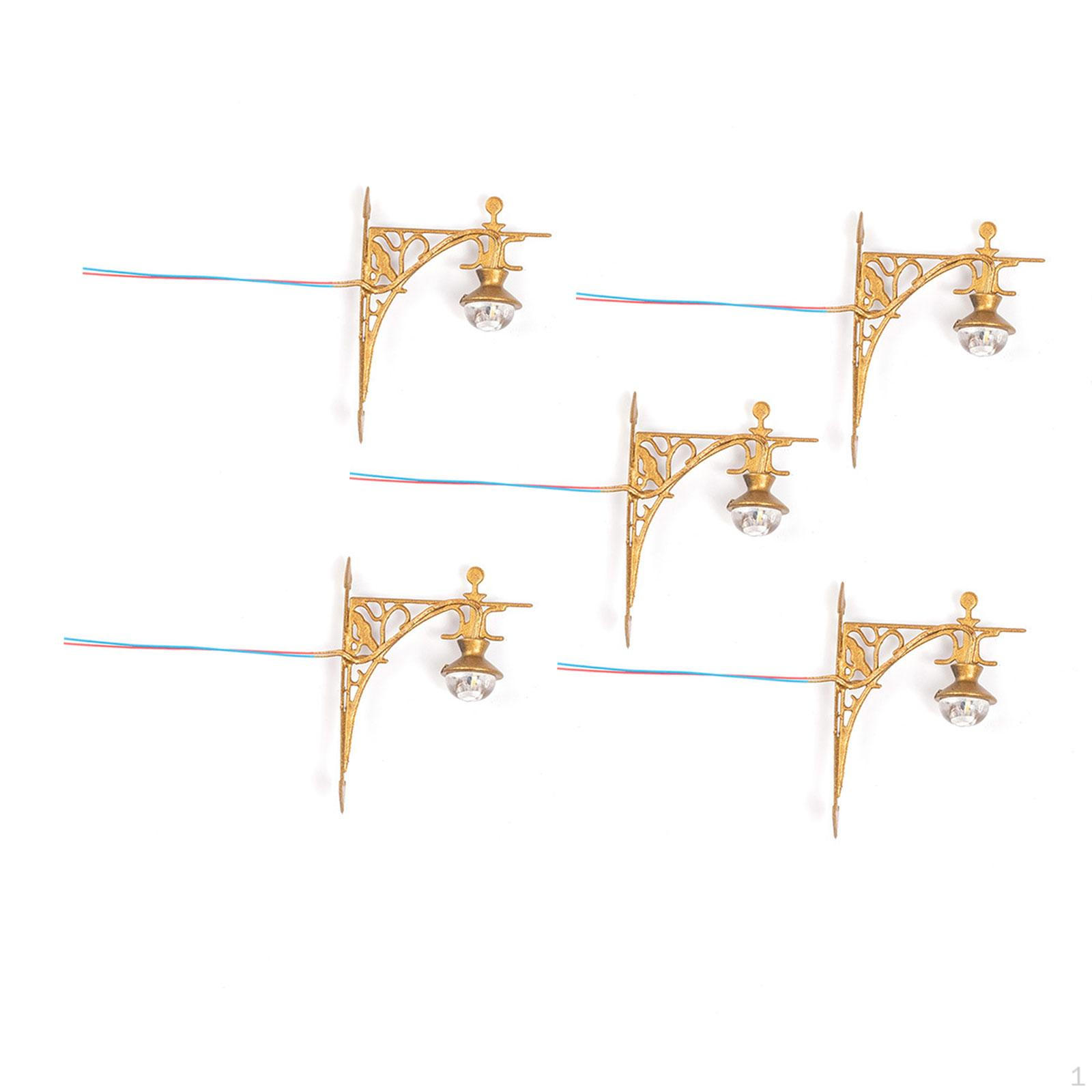 

5 Миниатюрных настенных светильников, фонарей, масштаб 1/87, реалистичные модельные аксессуары для DIY проектов, золотой