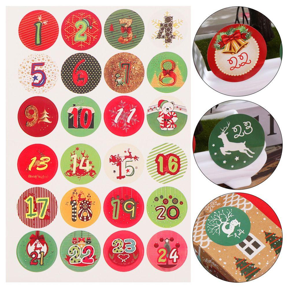 Self Adhesive Xmas Ornament Advent Calendar Number Christmas Label Packaging Labels Paper Sticker