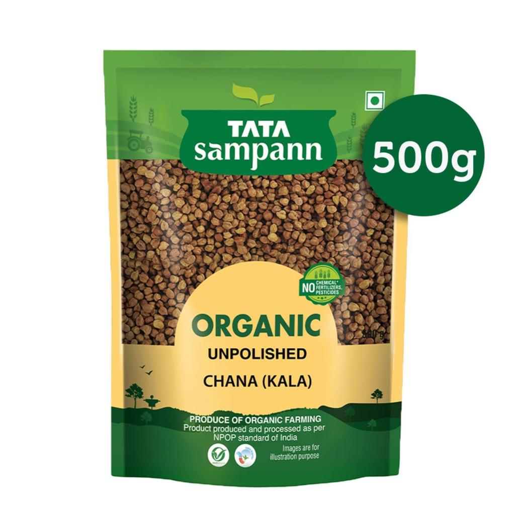 TATA Sampann Organic Unpolished Brown Kala Chana 500 G Pack For Wholesome Cooking Nutrition Rich Daily Meal Use