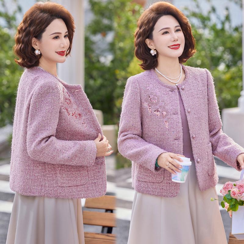 Petite Duftstil Frühling-Herbst Elegante Runde Hals-Strickjackenjacke