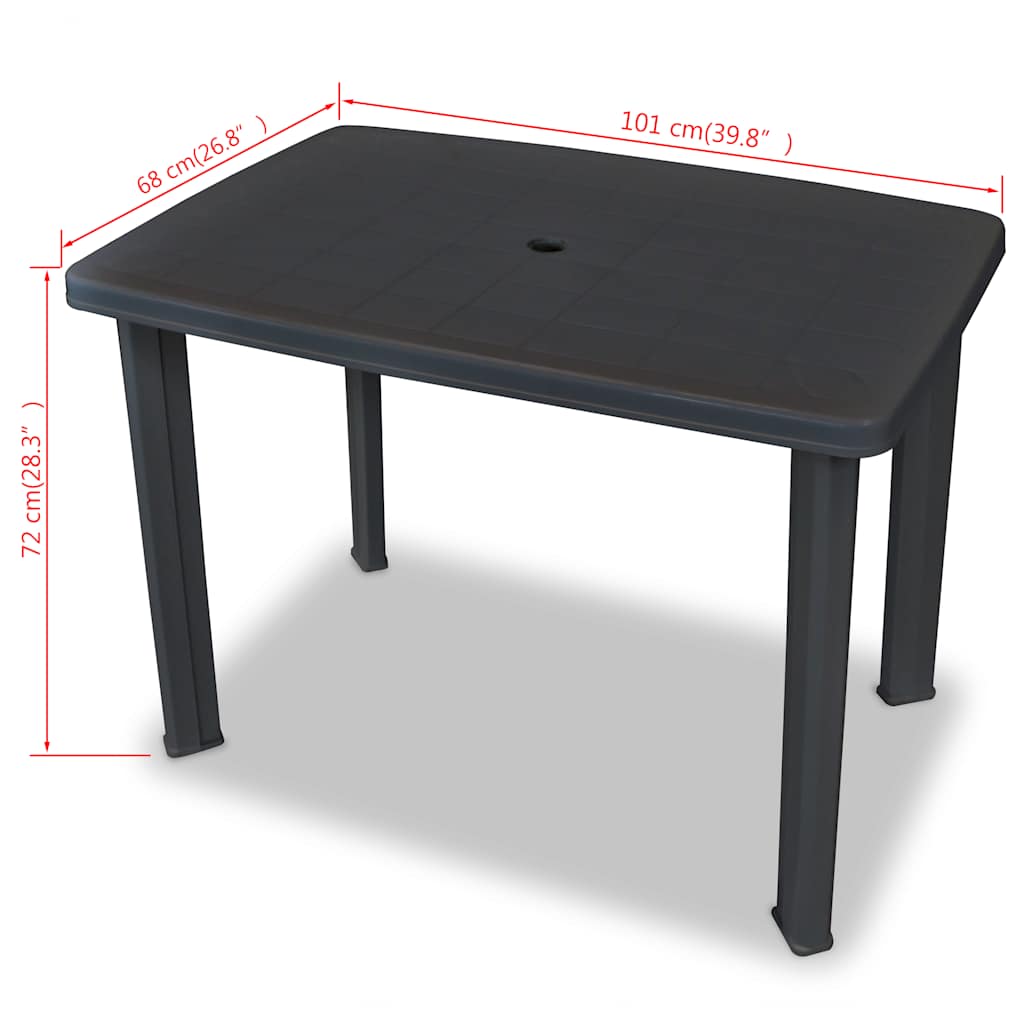 VidaXL Gartentisch Anthrazit 101x68x72 cm Kunststoff