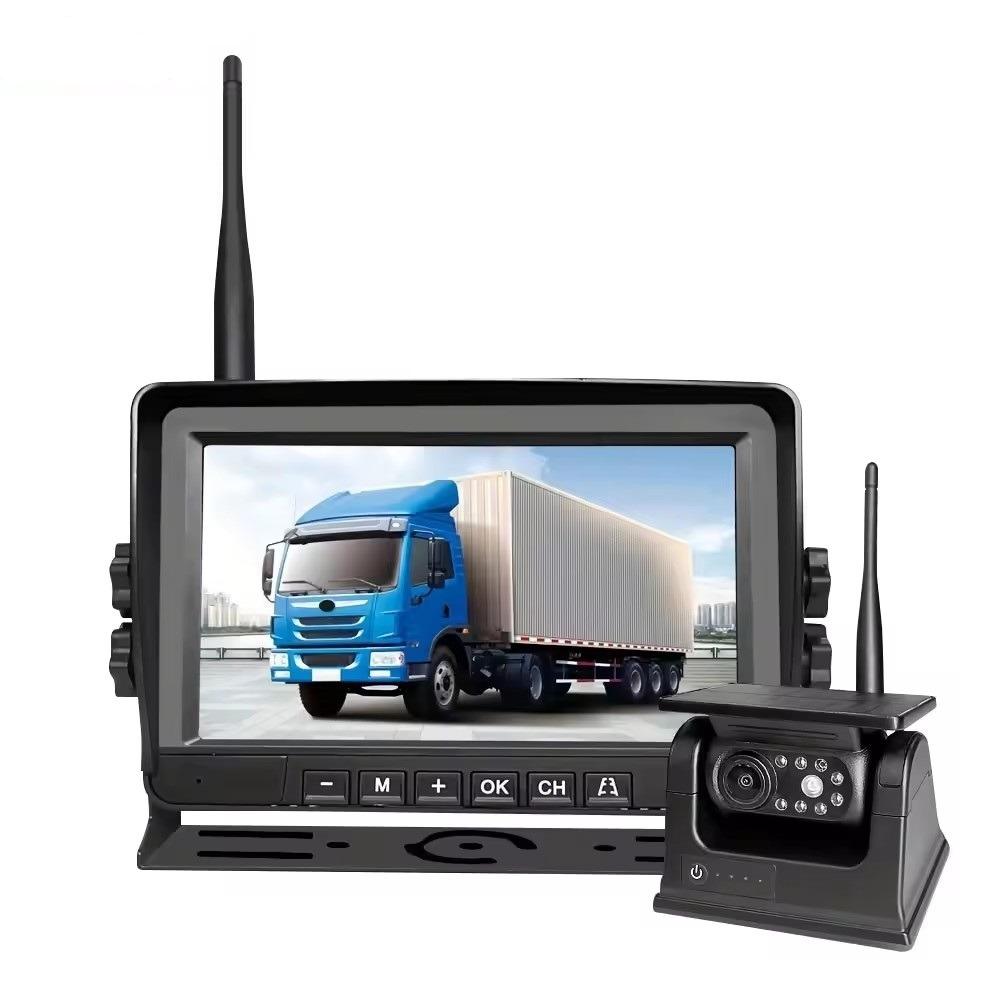 Digital Wireless 7" DVR quad monitor loop video recording solar magnetic reverse backup cameras for Caravan