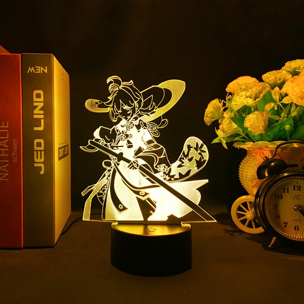 

Genshin Impact Kaedehara Kazuha Game 3D ночник для декора спальни милый подарок на день рождения светодиодная лампа манга детский подарок