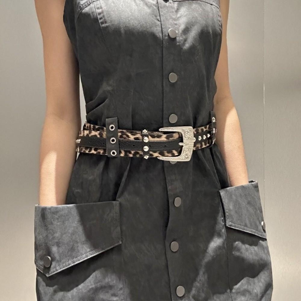 Rivet Women's Belt Vintage Dress Jeans Belt Fashionable Leather Waist Belt  Waist Accessories