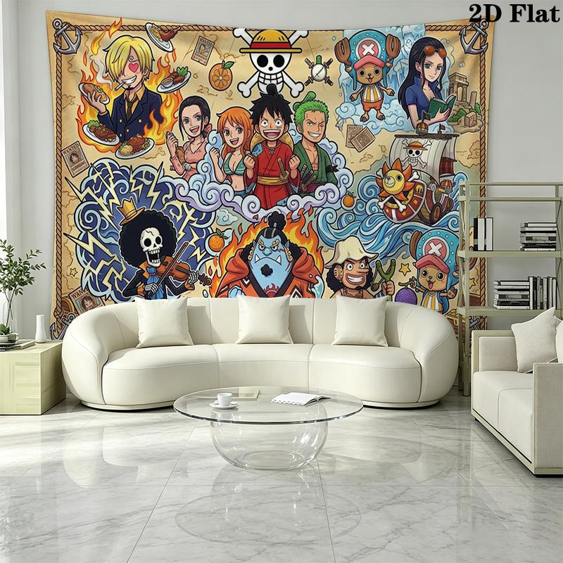 Anime One-Piece Wall Tapestry Aesthetic Wall Hanging Printed Fabric Blanket Decorative Tapestries for Bedroom Living Room Home Decor