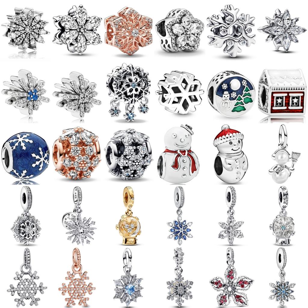 925 Silver Heart Charms Snow House Snowflake Snowman Pendant DIY Jewelry Making For Women Gift Fashion Accessories