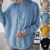 Suéter de mujer Tops Cuello medio alto Manga larga con alas de murciélago Suéter de punto de color sólido