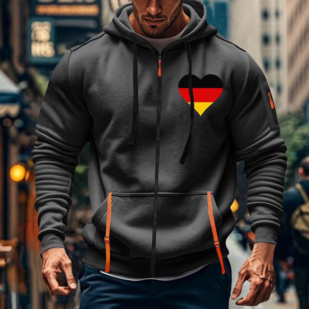 Herren Sport Casual Hoodie Hoodie Cardigan Reißverschluss Multi-Pocket Hoodie Mantel