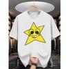 Smiling Star Men's Cotton TShirt Cute Cartoon Yellow Star Face Print Pattern Pure Cotton Premium Print Durable Casual Fashion
