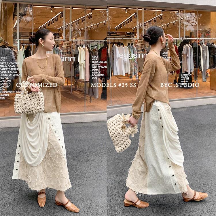 French woven hollow bag head sandals women's summer wear low heel word with Mary Jane Muller shoes empty half slippers