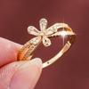 Pastoral Five-Leaf Zircon Copper Ring: Elegant Women's Jewelry with Small Grass Design