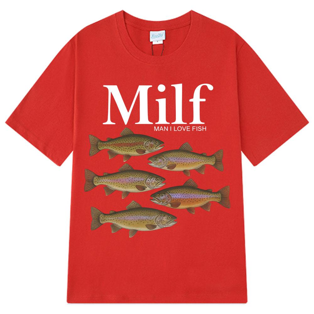 2025 Summer Man I Love Fish Funny Meme TShirt Men Women Vintage 100 Cotton Printed Harajuku Hiphop Tshirts Breathable Tops