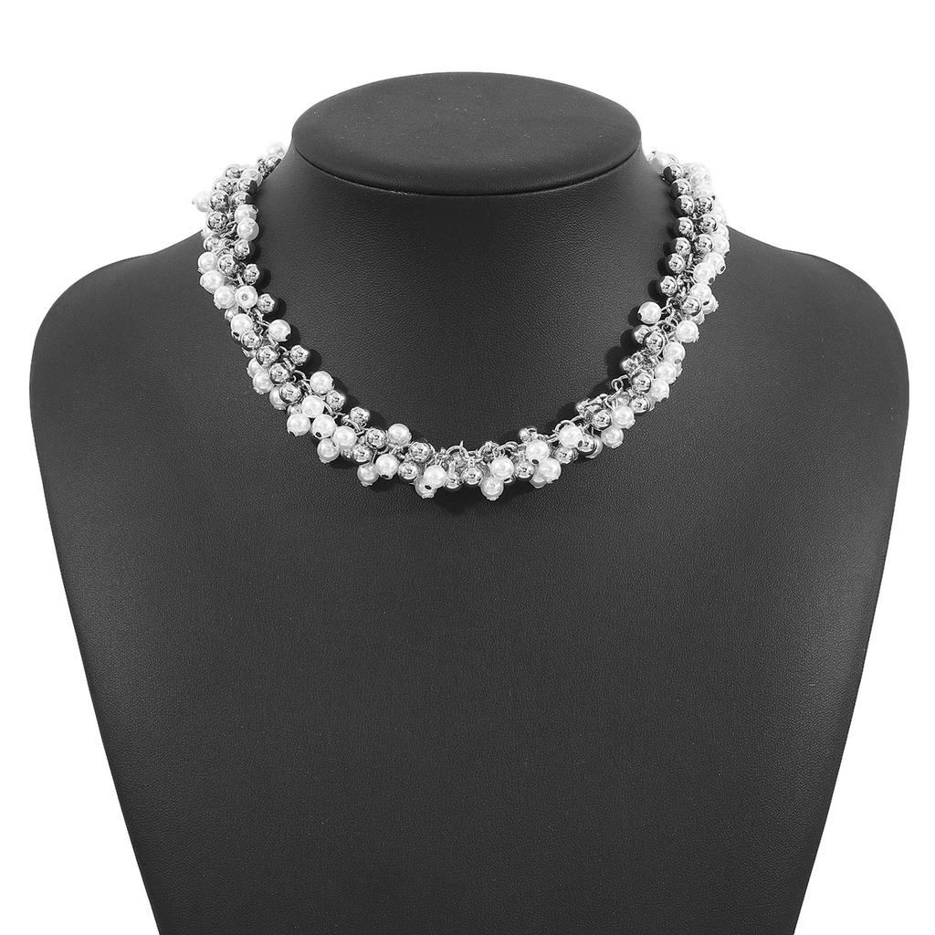 Elegant Pearl Beaded Necklace, French High-end Alloy Temperament Cold Wind Neck Chain
