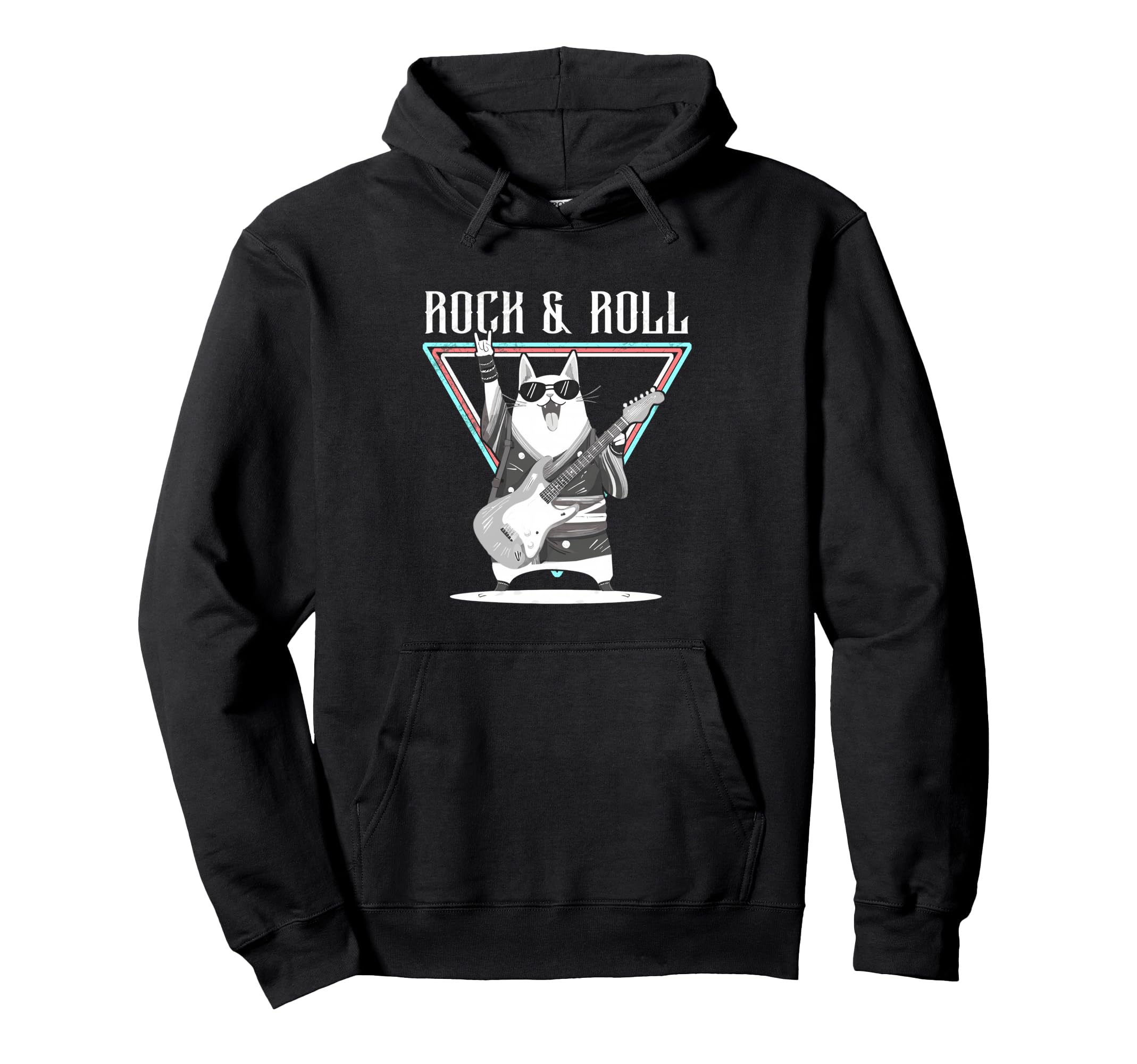 

Rock n Roll Cat Hoodie with Guitar and Sunglasses