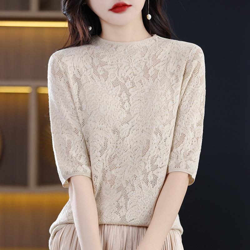 

Всесезонный женский свитер из 50% шерсти и 50% шелка | Легкий теплый свитер из смеси | Роскошный трикотаж из кашемира и шелка L коричневый