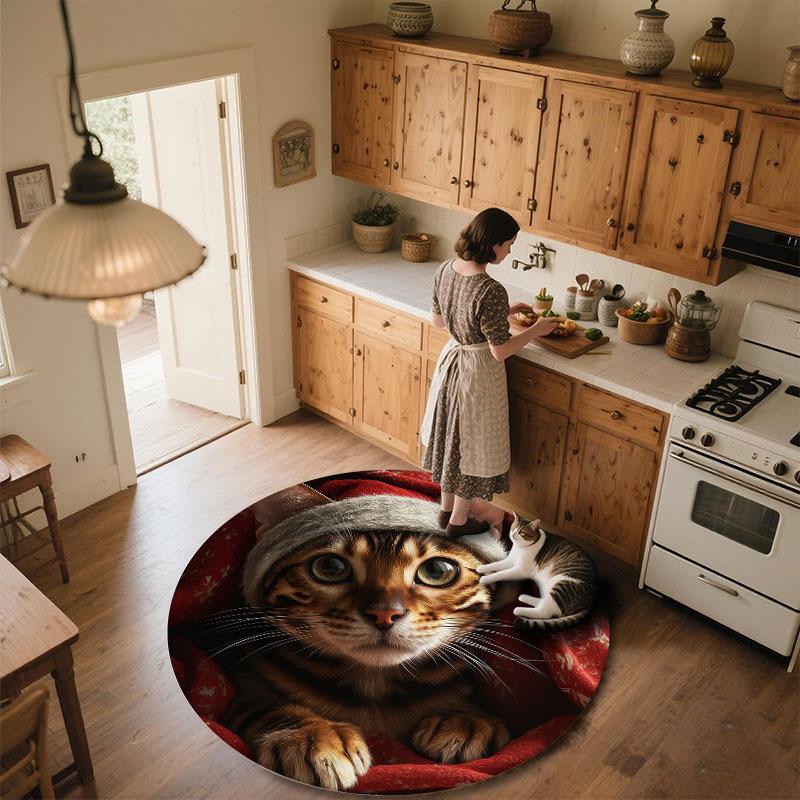 Cats pattern round rug,Carpet Rug for Living Room Bedroom Playroom ,Non-slip Floor Mat,Holiday Gifts and Birthday Gifts.