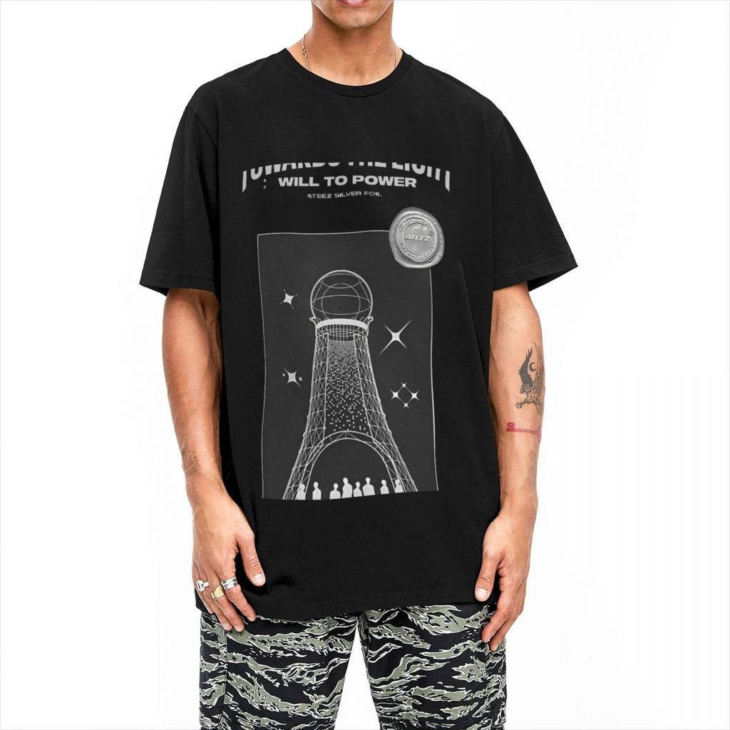 Korean Kpop 2025 Ateez World Tour Towards The Light: Will To Power T Shirts Short-Sleeve Classic Tops Cotton Oversize Top Tees